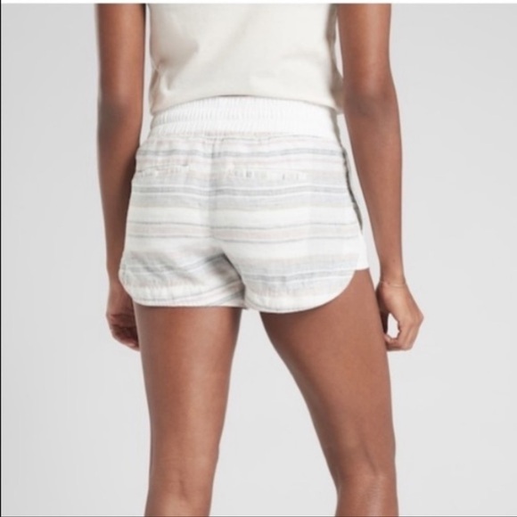 Athleta Cabo Beachside Striped Linen Athletic Athleisure Shorts 2 - Picture 4 of 11